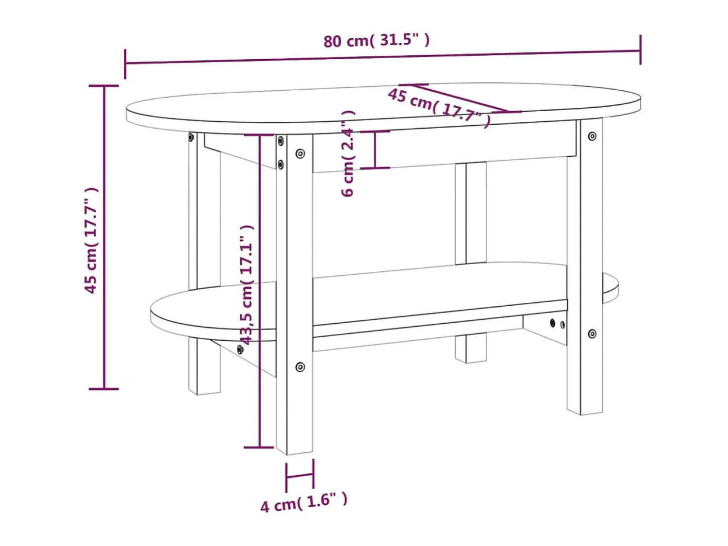 Outlet Mesa de centro | Mesa de apoio 80x45x45 cm madeira de pinho maciça Cinzento