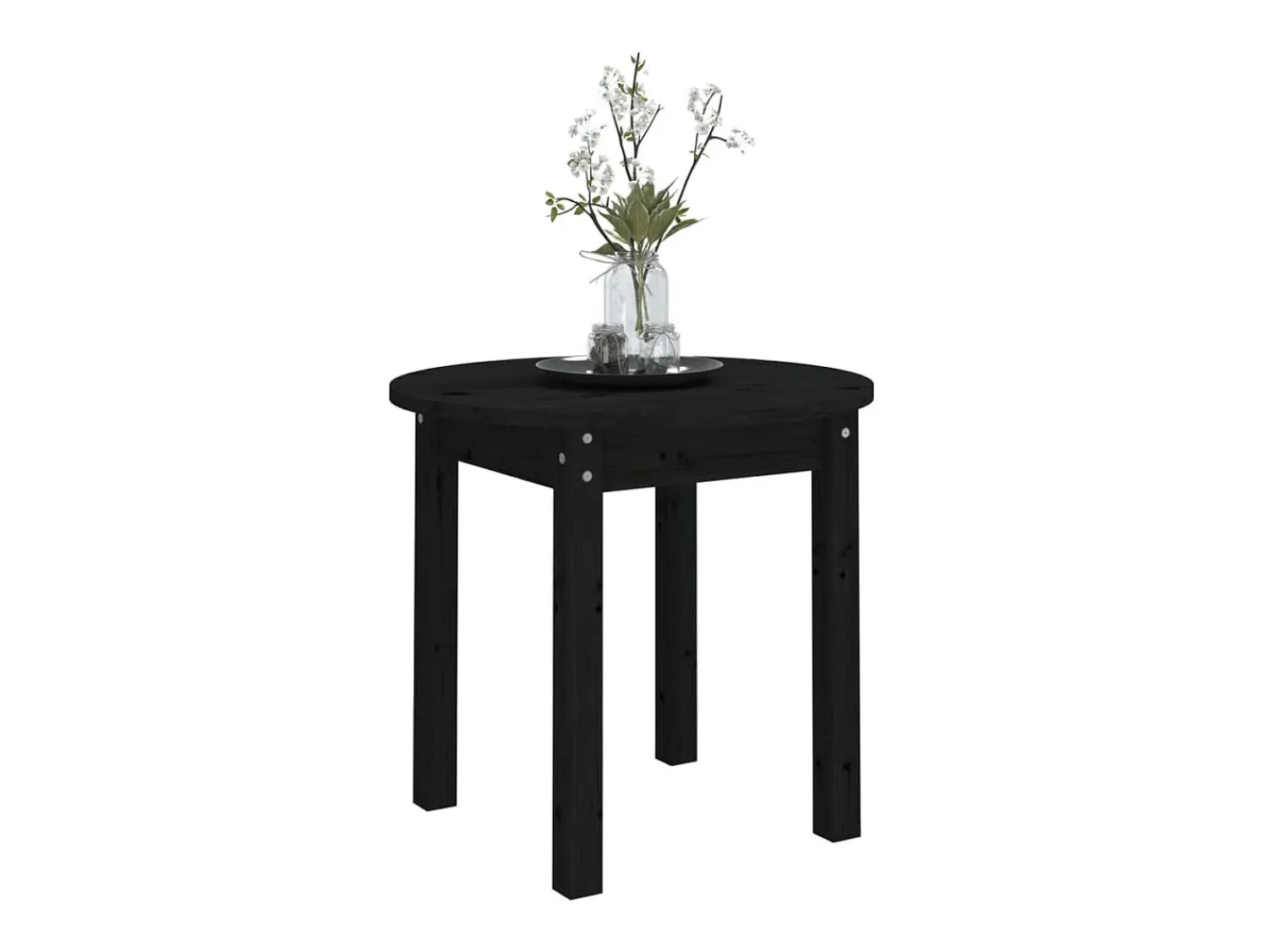 Mesa de centro | Mesa de apoio Ø 45x40 cm madeira de pinho maciça Preto
