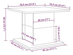 Mesa De Centro| Mesa de centro | Mesa de apoio 55.5x55.5x40 cm derivados madeira madeira velha Castanho