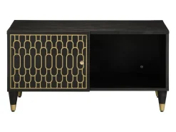 Best Mesa de centro | Mesa de apoio | Mesa de café 80x50x40 cm madeira de mangueira maciça Preto
