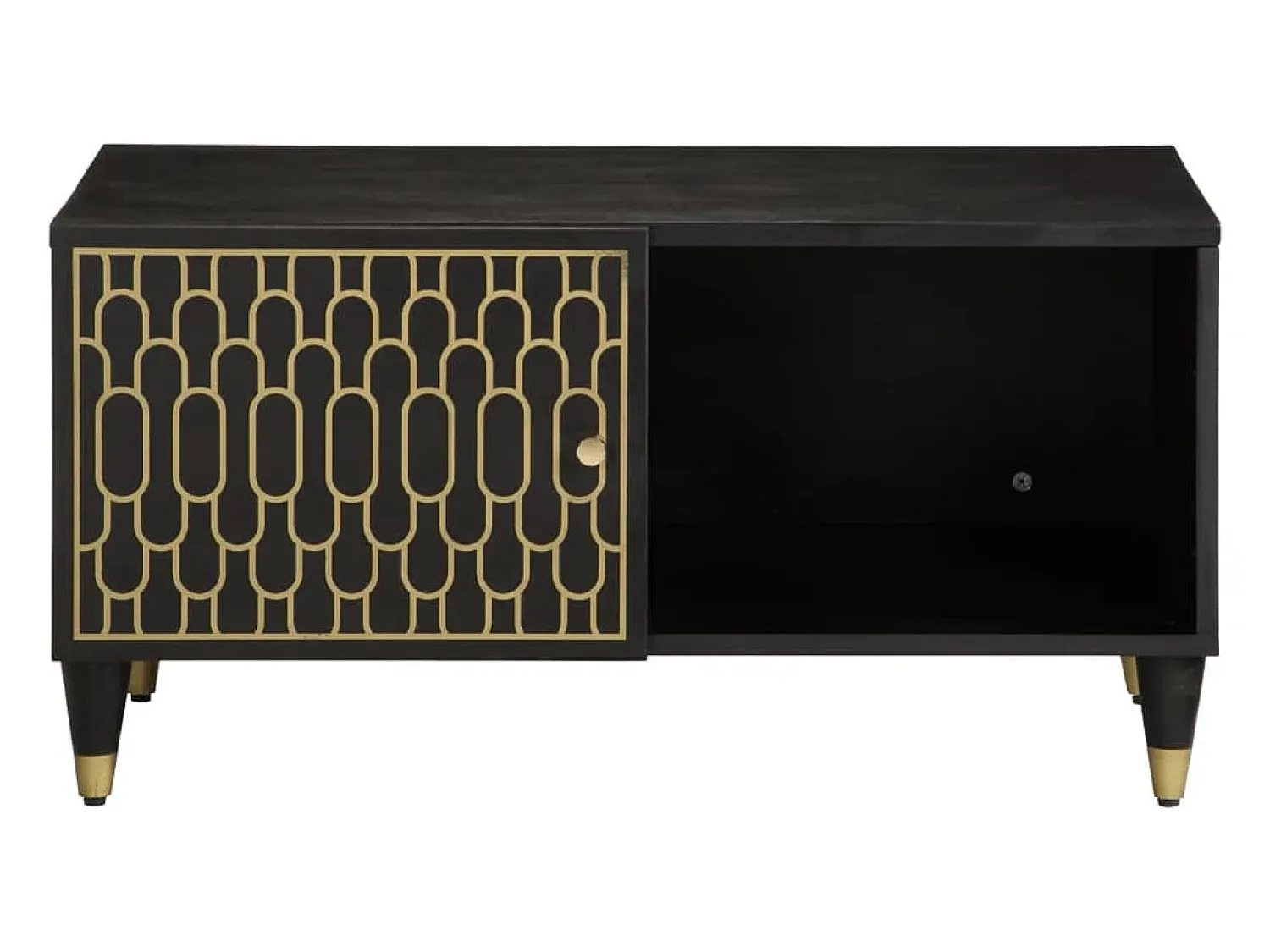 Best Mesa de centro | Mesa de apoio | Mesa de café 80x50x40 cm madeira de mangueira maciça Preto