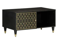 Best Mesa de centro | Mesa de apoio | Mesa de café 80x50x40 cm madeira de mangueira maciça Preto