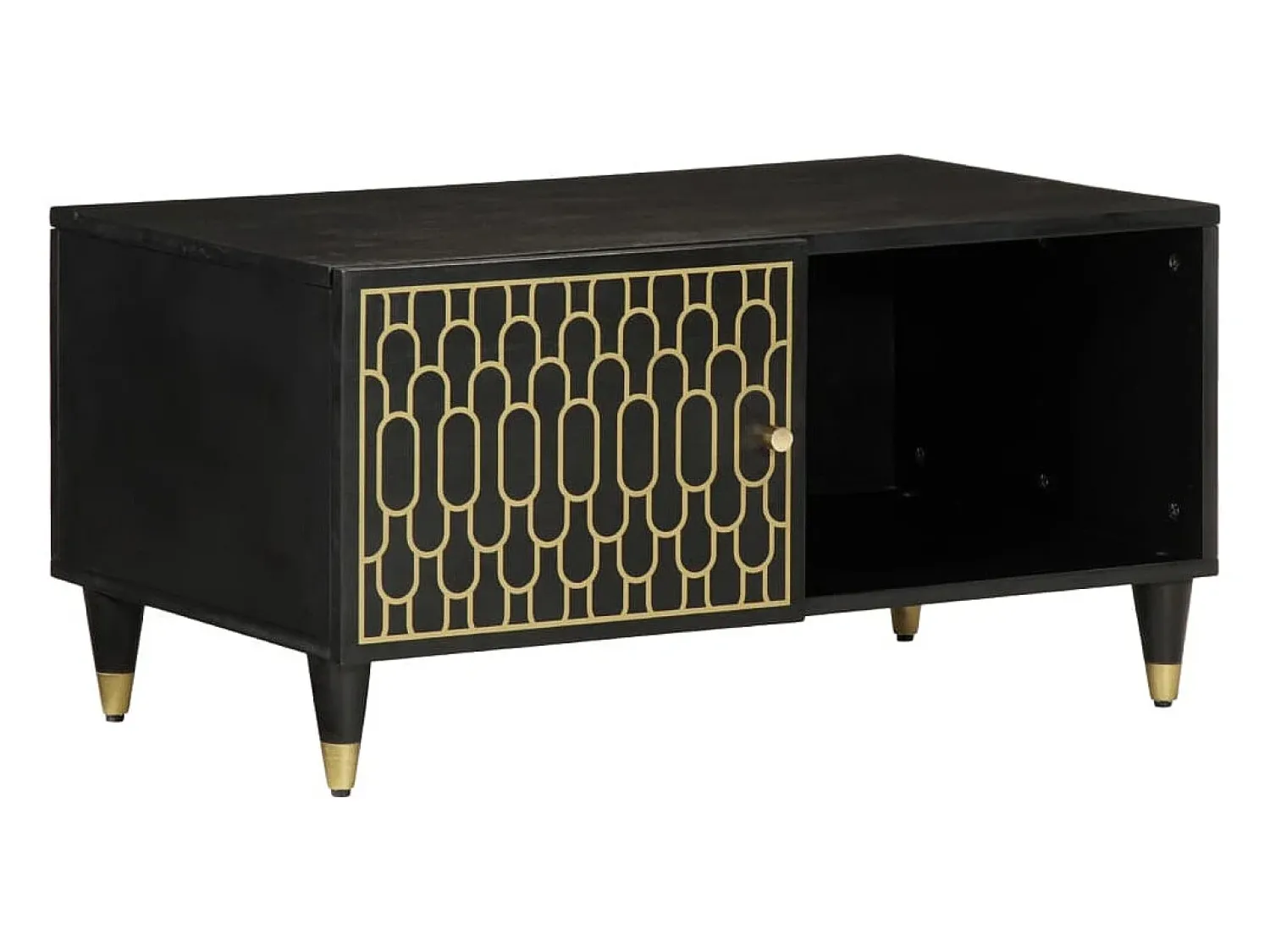 Best Mesa de centro | Mesa de apoio | Mesa de café 80x50x40 cm madeira de mangueira maciça Preto