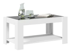 Mesa De Centro* Mesa de centro | Mesa de apoio c/ LEDs 93x53x45 cm derivados de madeira Branco