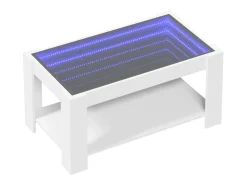 Mesa De Centro* Mesa de centro | Mesa de apoio c/ LEDs 93x53x45 cm derivados de madeira Branco