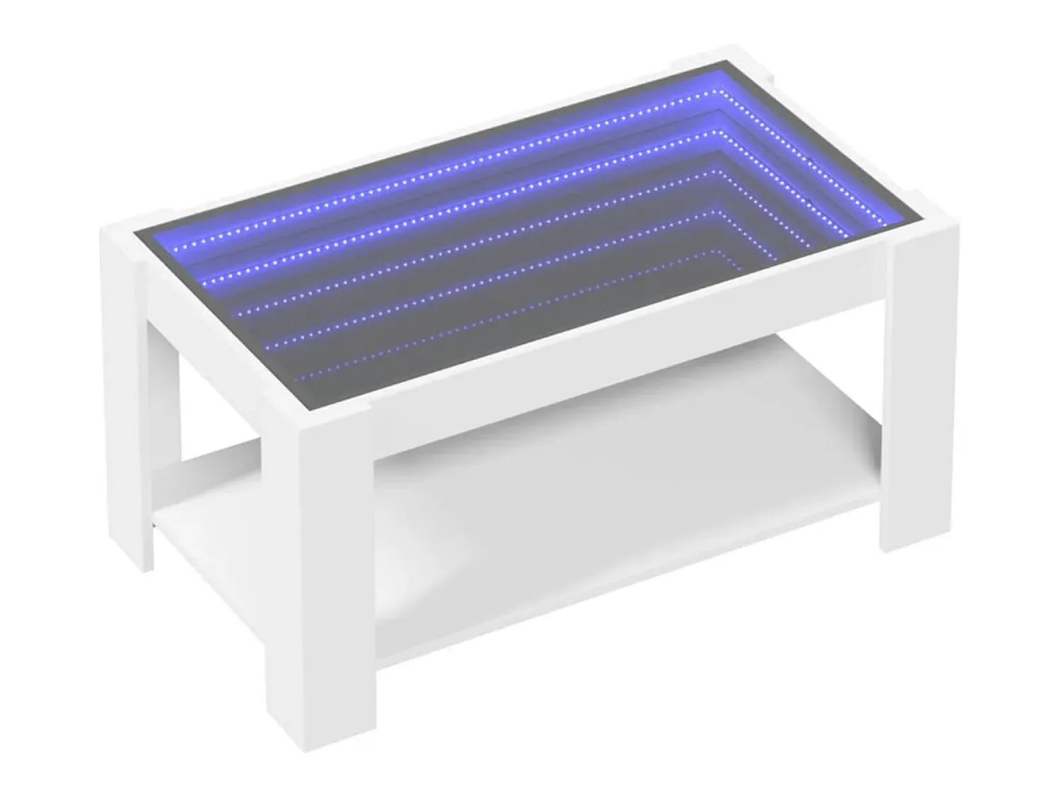 Mesa De Centro* Mesa de centro | Mesa de apoio c/ LEDs 93x53x45 cm derivados de madeira Branco