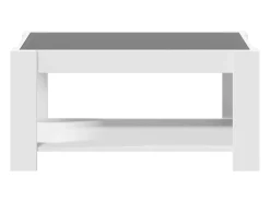 Mesa De Centro* Mesa de centro | Mesa de apoio c/ LEDs 93x53x45 cm derivados de madeira Branco