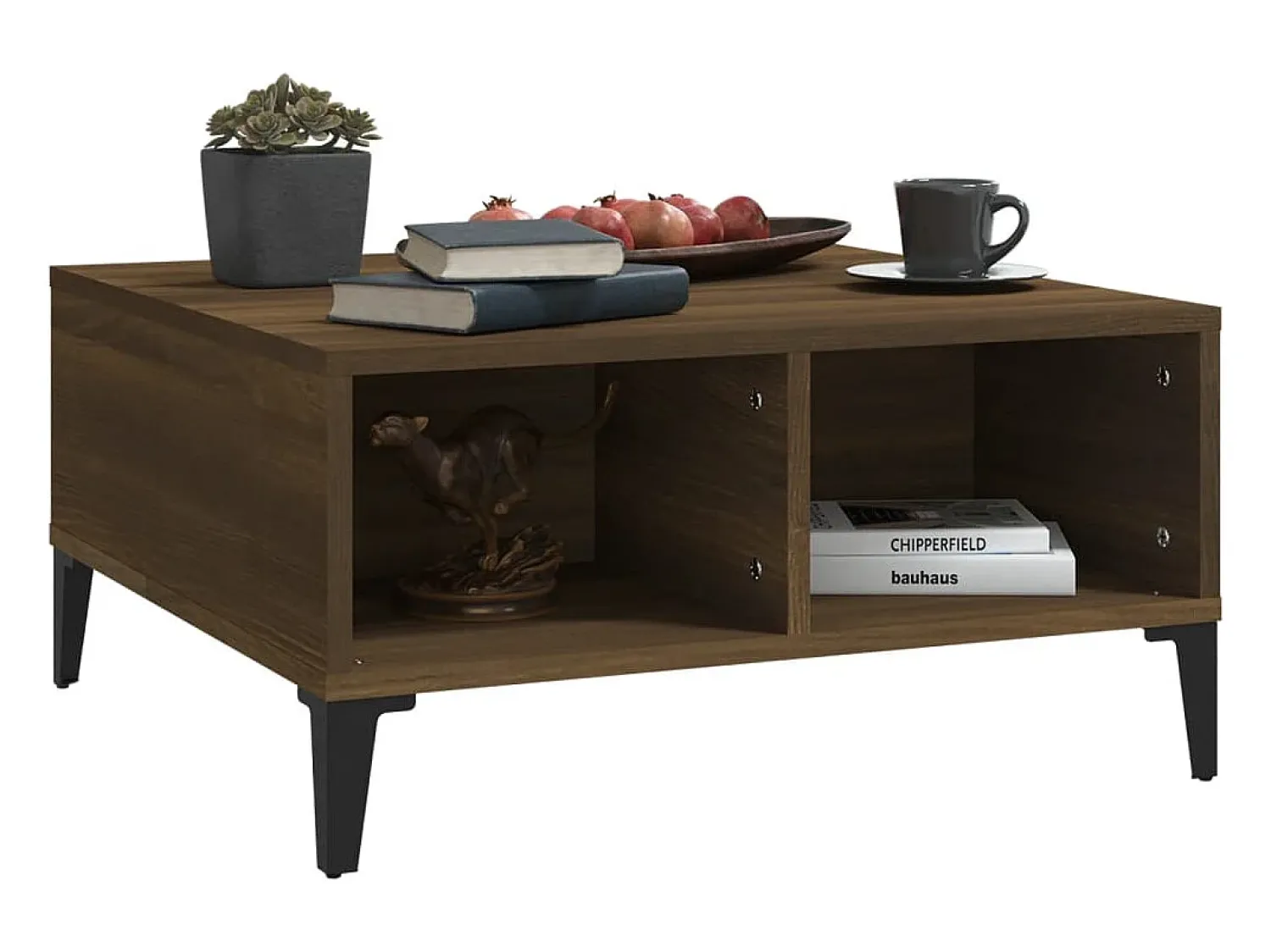 New Mesa de centro | Mesa de apoio 60x60x30 cm aglomerado cor carvalho Castanho