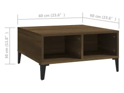 New Mesa de centro | Mesa de apoio 60x60x30 cm aglomerado cor carvalho Castanho