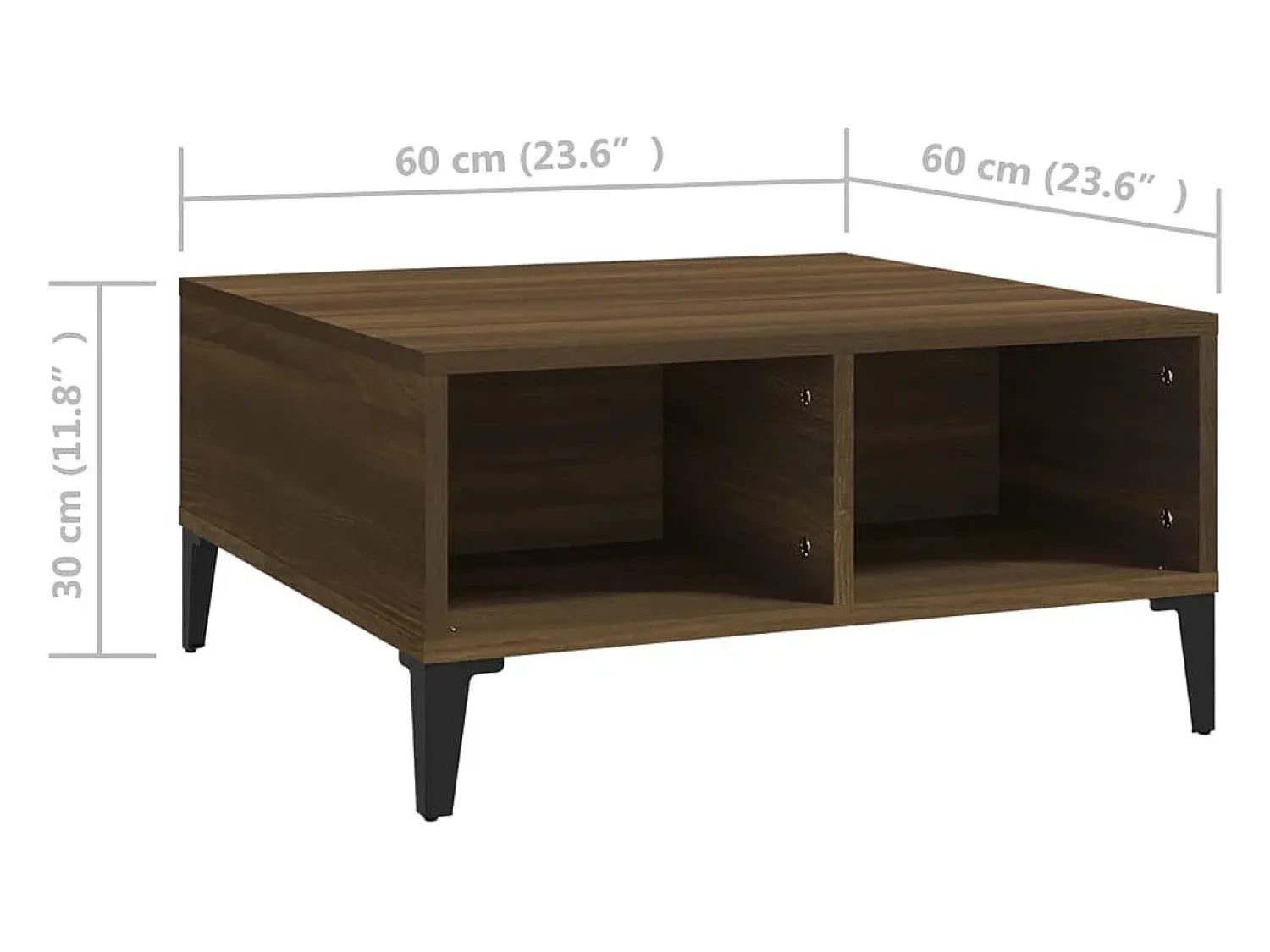 New Mesa de centro | Mesa de apoio 60x60x30 cm aglomerado cor carvalho Castanho