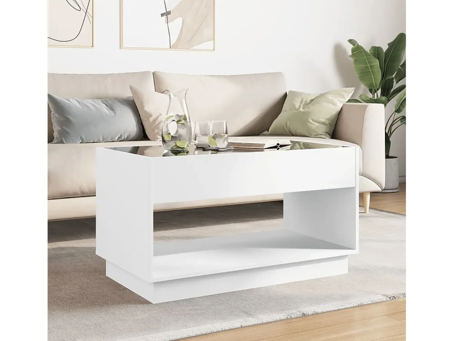 Mesa de centro | Mesa de apoio luzes LED Infinity 90x50x50 cm^ Mesa De Centro