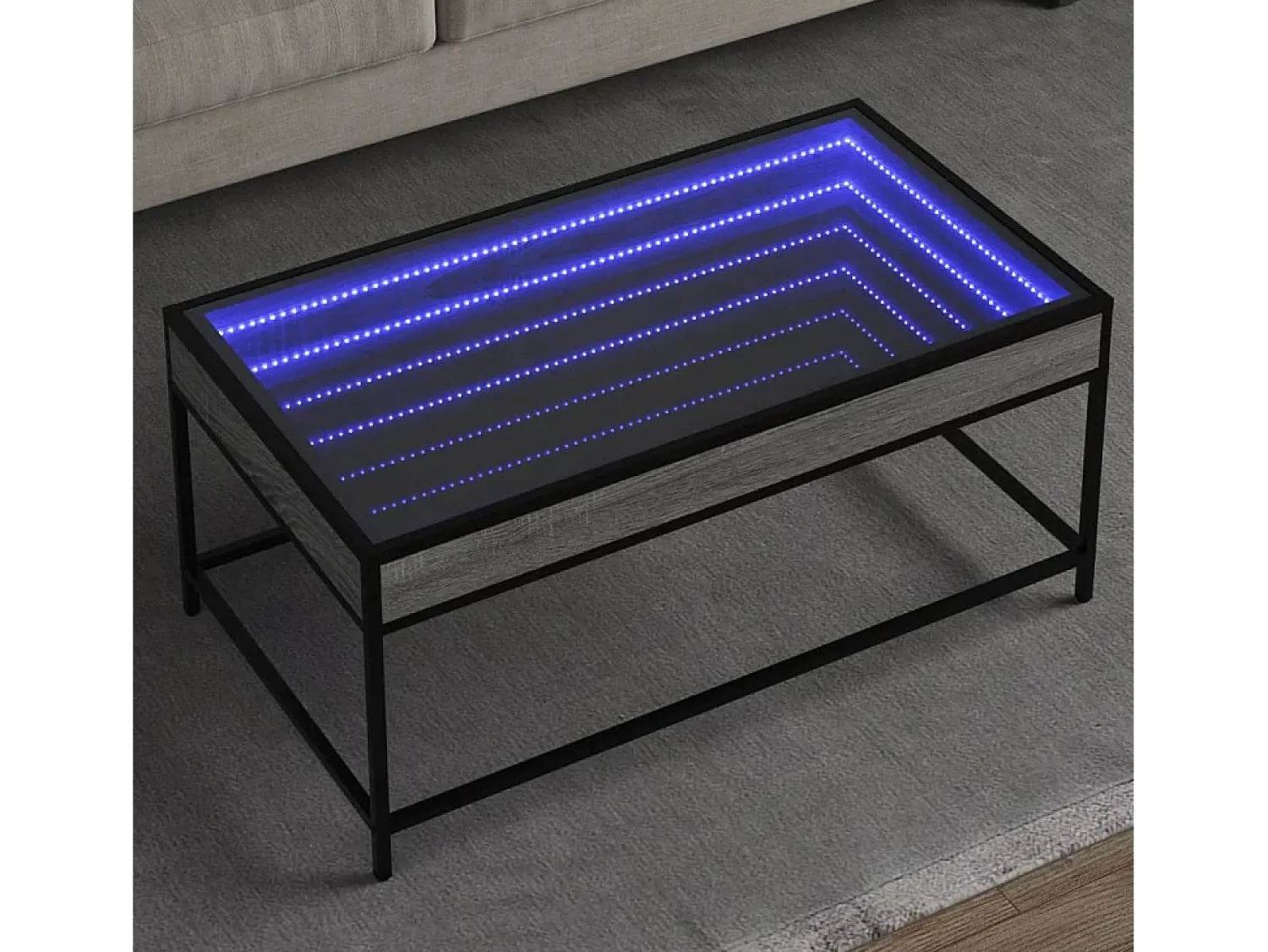 Mesa de centro | Mesa de apoio luzes LED Infinity 90x50x41 cm sonoma^ Mesa De Centro