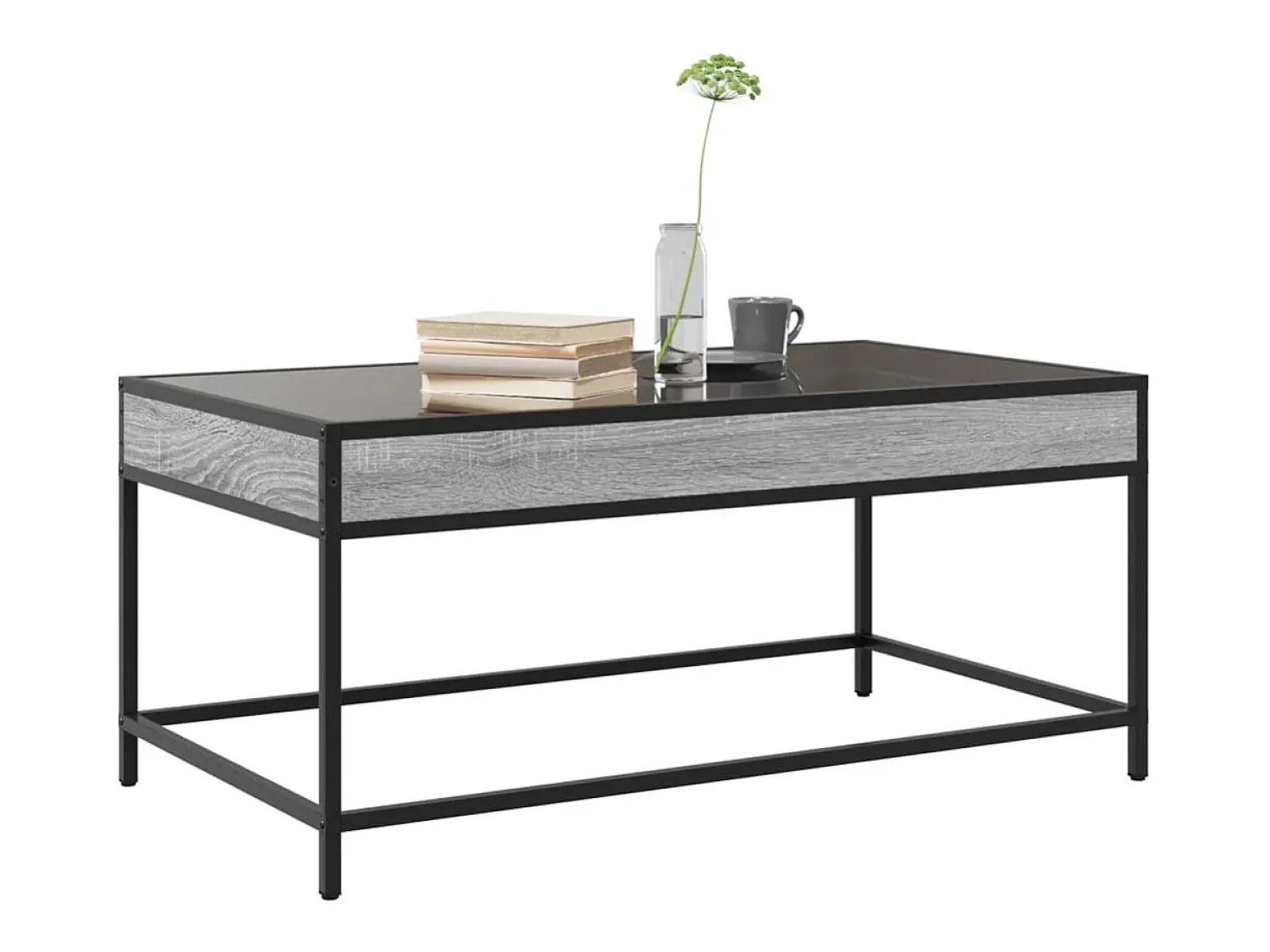 Mesa de centro | Mesa de apoio luzes LED Infinity 90x50x41 cm sonoma^ Mesa De Centro