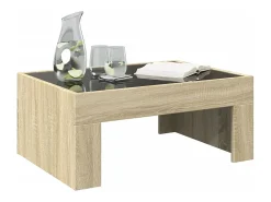 Mesa De Centro| Mesa de centro | Mesa de apoio luzes LED Infinity 70x50x30 cm carvalho sonoma Castanho