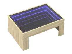 Mesa De Centro| Mesa de centro | Mesa de apoio luzes LED Infinity 70x50x30 cm carvalho sonoma Castanho