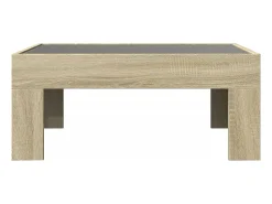 Mesa De Centro| Mesa de centro | Mesa de apoio luzes LED Infinity 70x50x30 cm carvalho sonoma Castanho