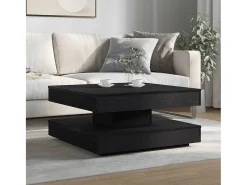 Mesa De Centro| Mesa de centro | Mesa de apoio | Mesa de café rotativa a 360 graus 70x70x34.5 cm Preto