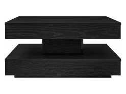 Mesa De Centro| Mesa de centro | Mesa de apoio | Mesa de café rotativa a 360 graus 70x70x34.5 cm Preto