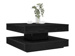 Mesa De Centro| Mesa de centro | Mesa de apoio | Mesa de café rotativa a 360 graus 70x70x34.5 cm Preto