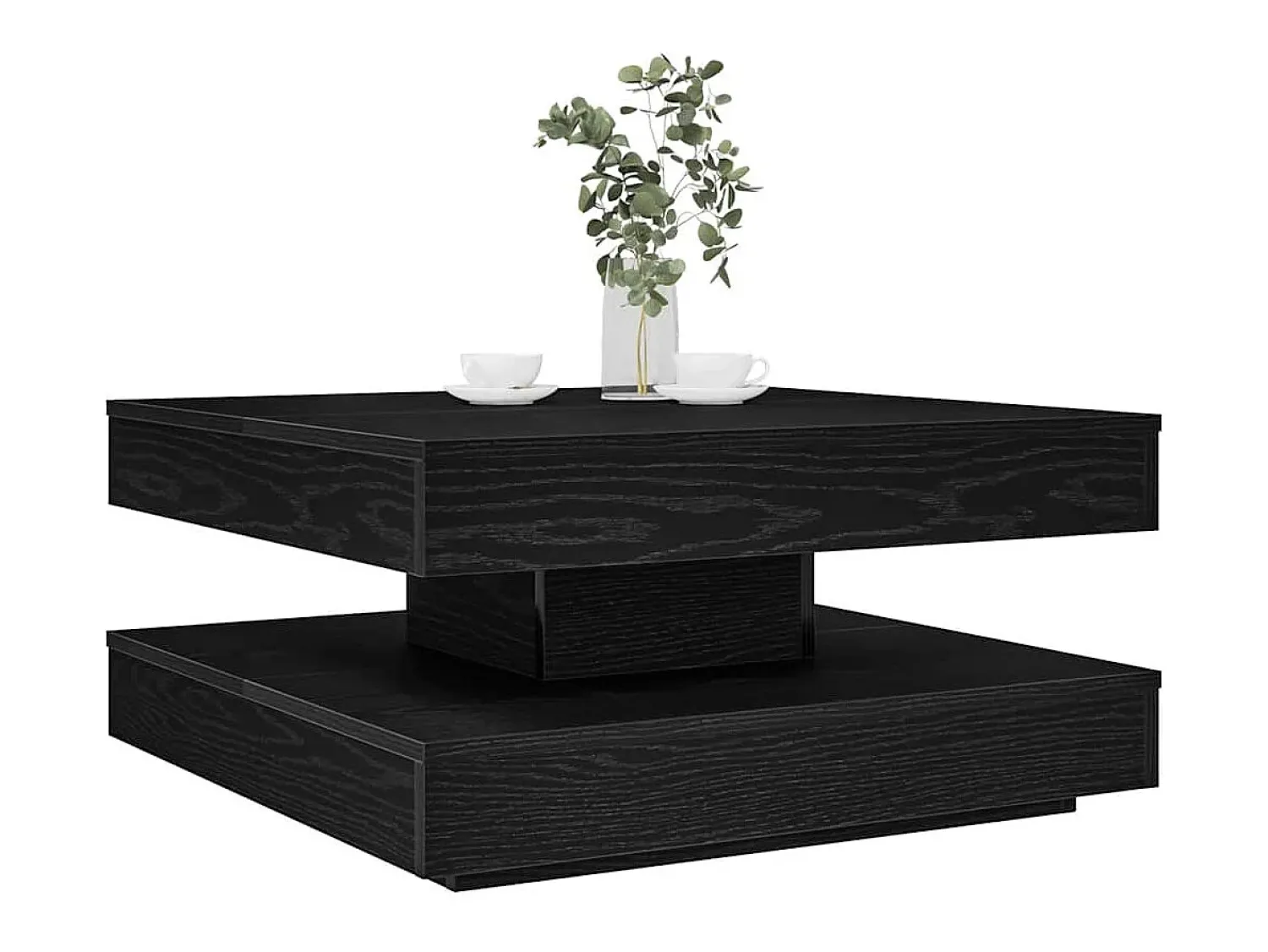 Mesa De Centro| Mesa de centro | Mesa de apoio | Mesa de café rotativa a 360 graus 70x70x34.5 cm Preto
