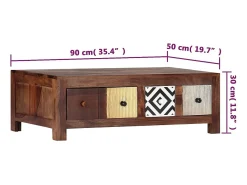 Mesa De Centro* Mesa de centro | Mesa de apoio | Mesa de café 90x50x30 cm madeira de acácia maciça Castanho