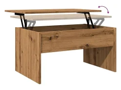 Mesa de centro | Mesa de apoio 80x50.5x41.5cm deriv. madeira carvalho artisiano^ Mesa De Centro