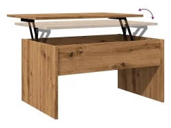 Mesa de centro | Mesa de apoio 80x50.5x41.5cm deriv. madeira carvalho artisiano^ Mesa De Centro