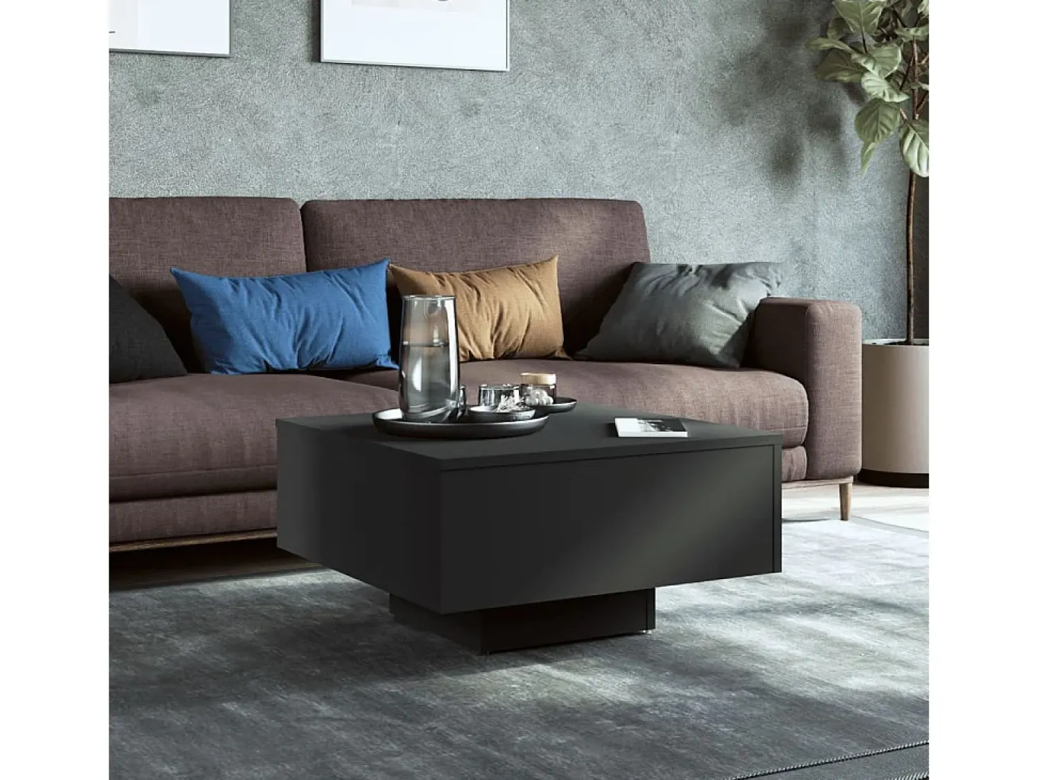 Mesa De Centro| Mesa de centro | Mesa de apoio 60x60x31.5 cm derivados de madeira Preto