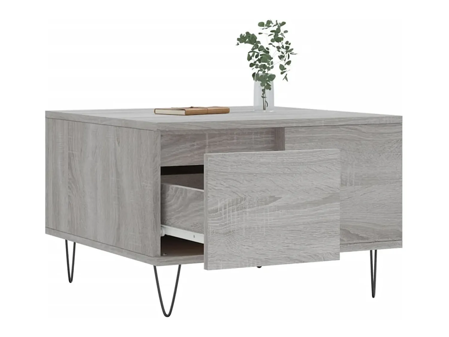 Mesa de centro | Mesa de apoio 55x55x36.5 cm derivados de madeira cinza sonoma^ Mesa De Centro