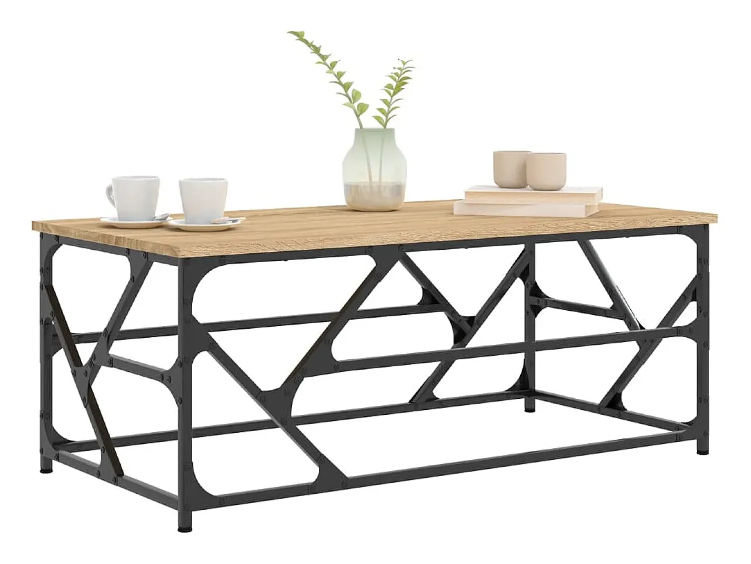 Mesa De Centro* Mesa de centro | Mesa de apoio 100x50x40 cm derivados madeira cor carvalho sonoma Castanho