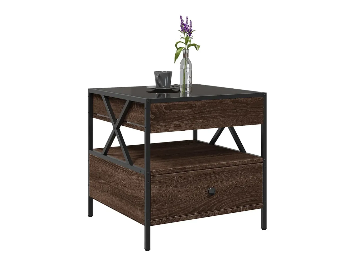 Mesa de centro | Mesa de apoio luzes LED Infinity 50x50x51 cm carvalho^ Mesa De Centro