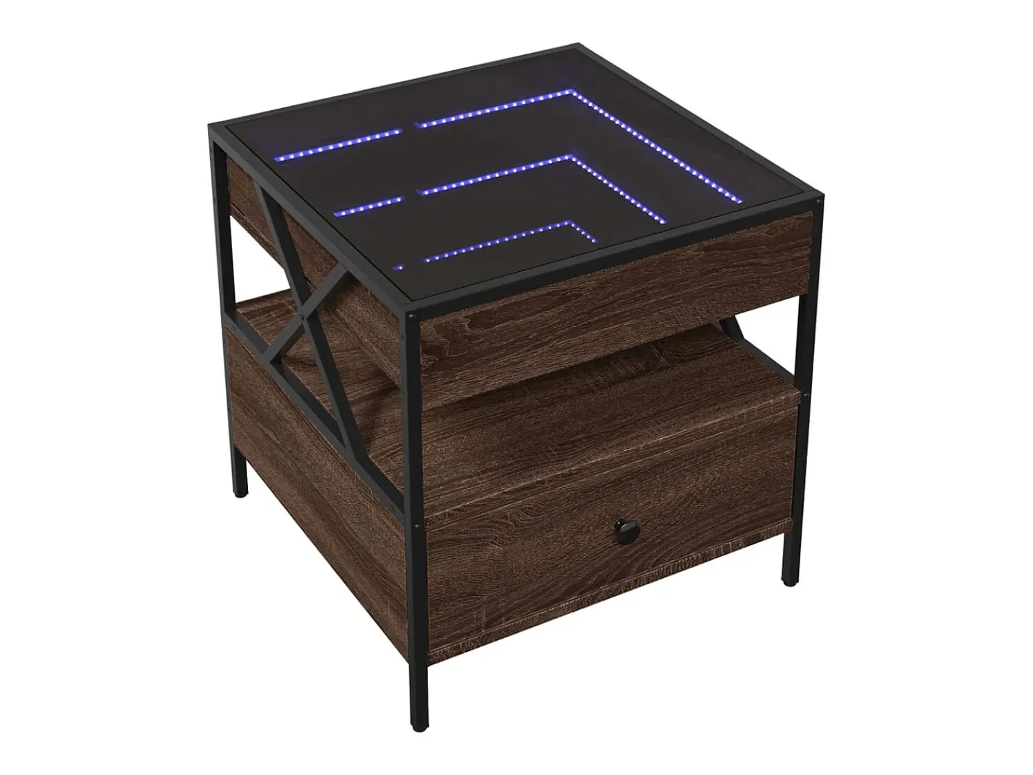 Mesa de centro | Mesa de apoio luzes LED Infinity 50x50x51 cm carvalho^ Mesa De Centro