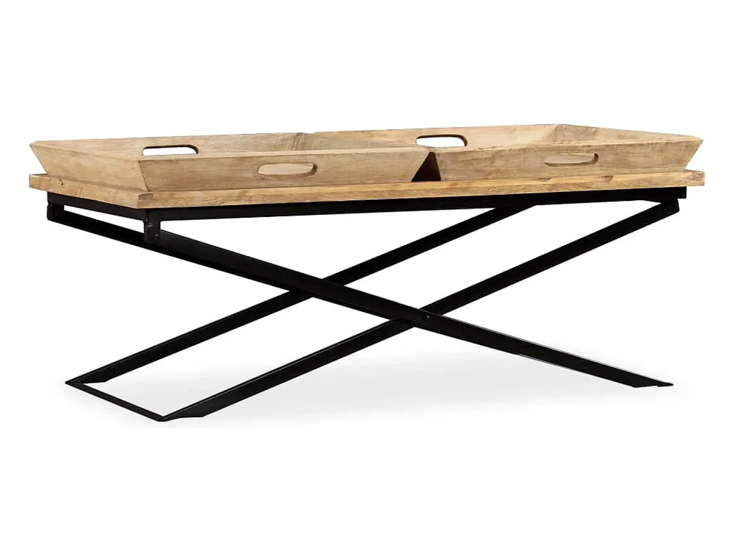 Outlet Mesa de centro | Mesa de apoio | Mesa de café madeira de mangueira maciça 110x55x42 cm Castanho