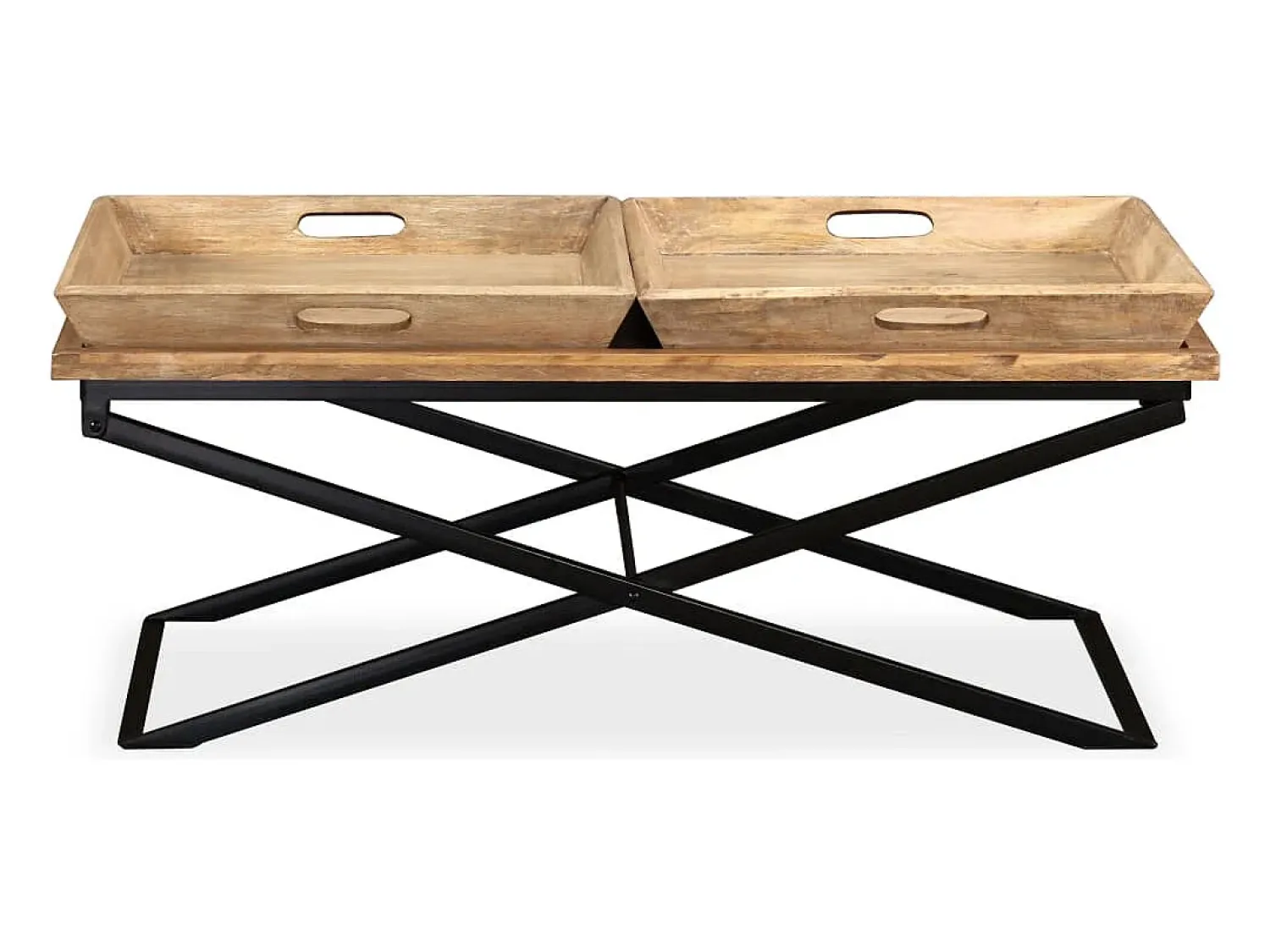 Outlet Mesa de centro | Mesa de apoio | Mesa de café madeira de mangueira maciça 110x55x42 cm Castanho