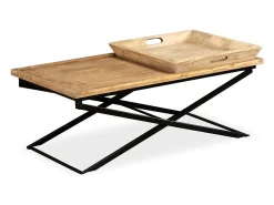 Outlet Mesa de centro | Mesa de apoio | Mesa de café madeira de mangueira maciça 110x55x42 cm Castanho