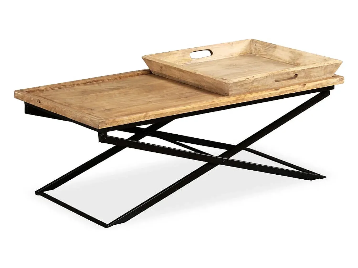 Outlet Mesa de centro | Mesa de apoio | Mesa de café madeira de mangueira maciça 110x55x42 cm Castanho