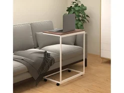 Best Mesa de centro | Mesa de apoio c/ rodas 55x35x70 cm derivados de madeira branca Branco
