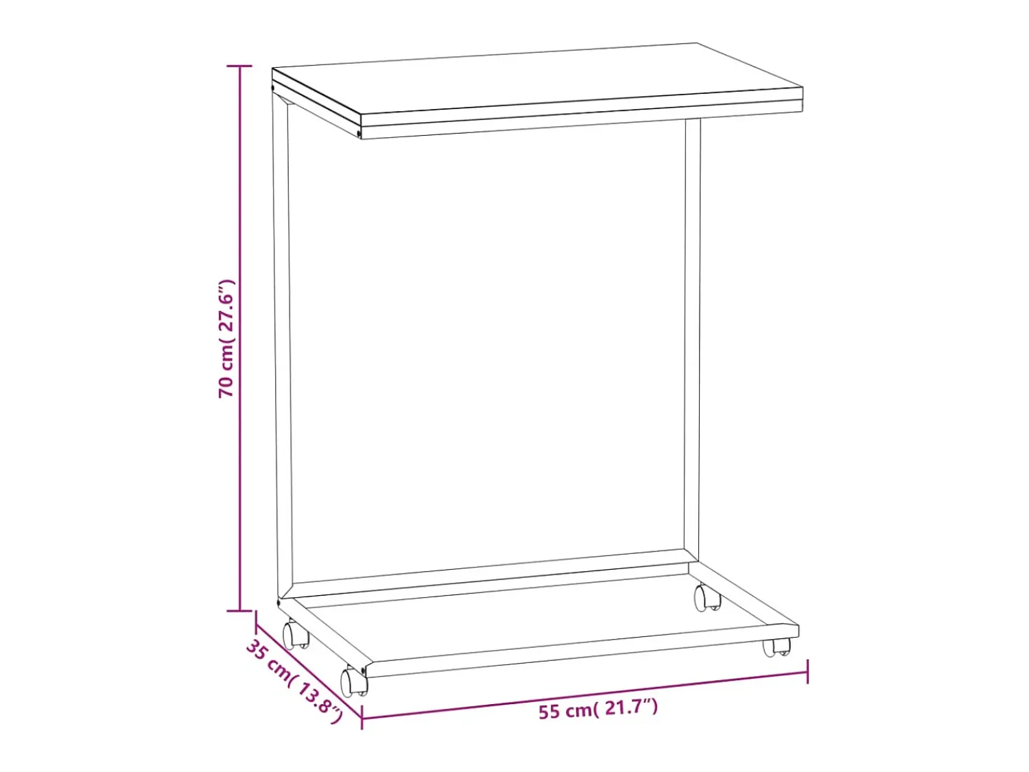 Best Mesa de centro | Mesa de apoio c/ rodas 55x35x70 cm derivados de madeira branca Branco