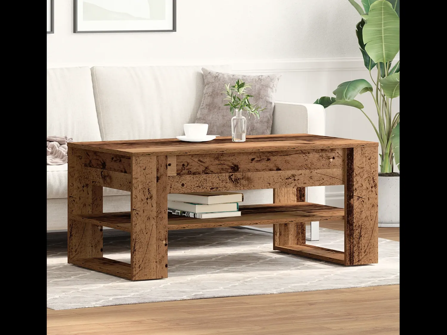 Mesa De Centro| Mesa de centro | Mesa de apoio Madeira antiga 102x55x45 cm Castanho