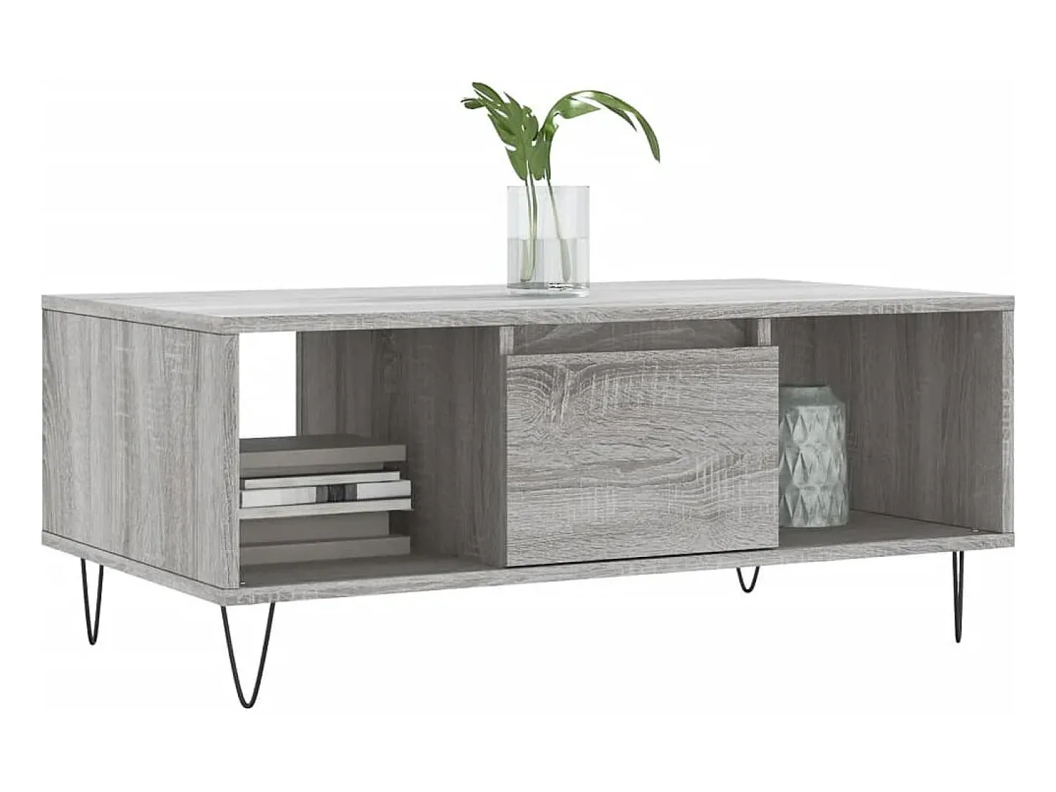 Mesa De Centro* Mesa de centro | Mesa de apoio 90x50x36.5 cm derivados madeira sonoma Cinzento