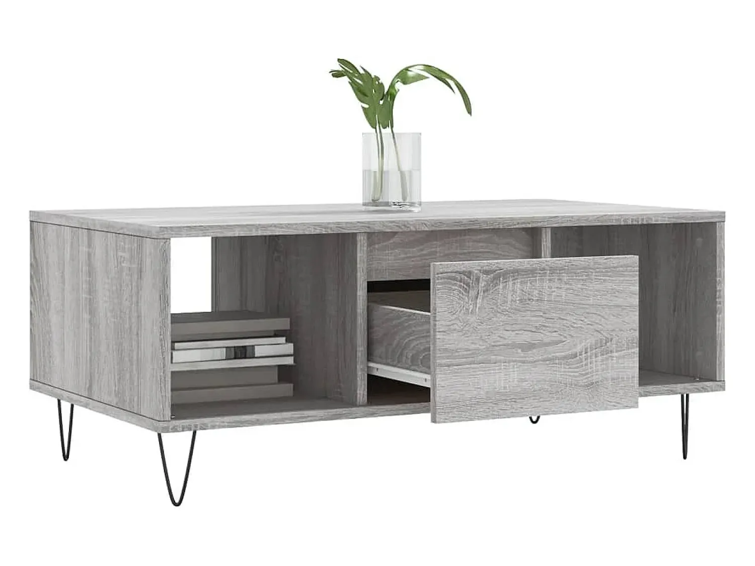 Mesa De Centro* Mesa de centro | Mesa de apoio 90x50x36.5 cm derivados madeira sonoma Cinzento