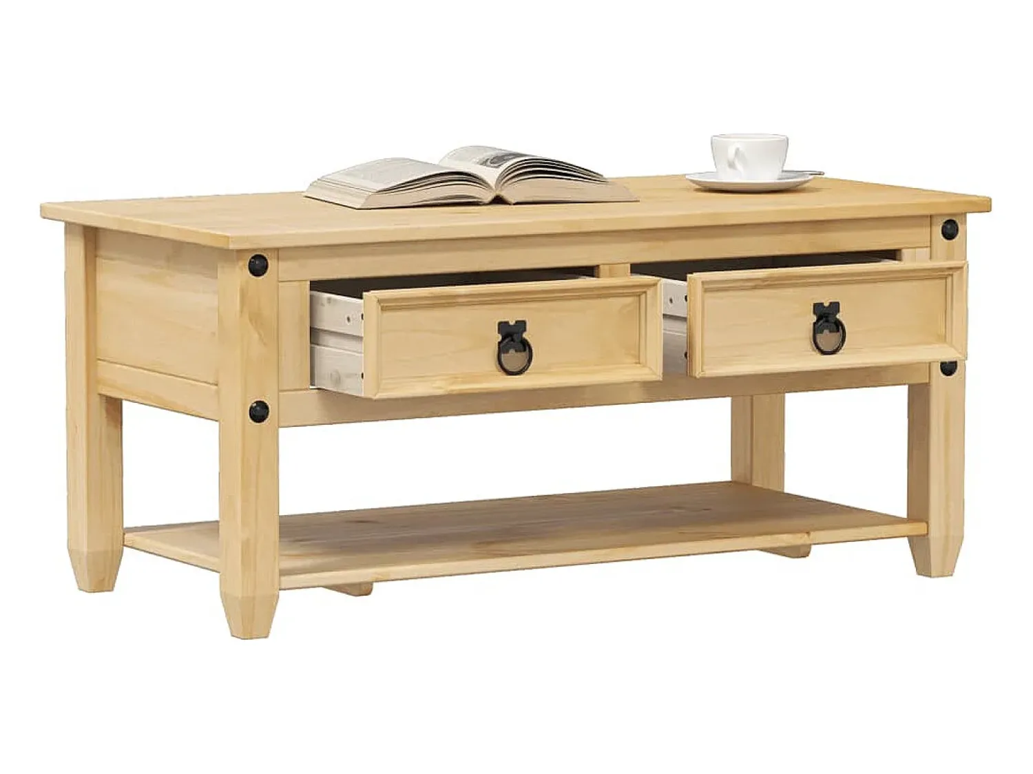Best Mesa de centro | Mesa de apoio com gavetas Corona 100x48x45 cm pinho maciço Castanho