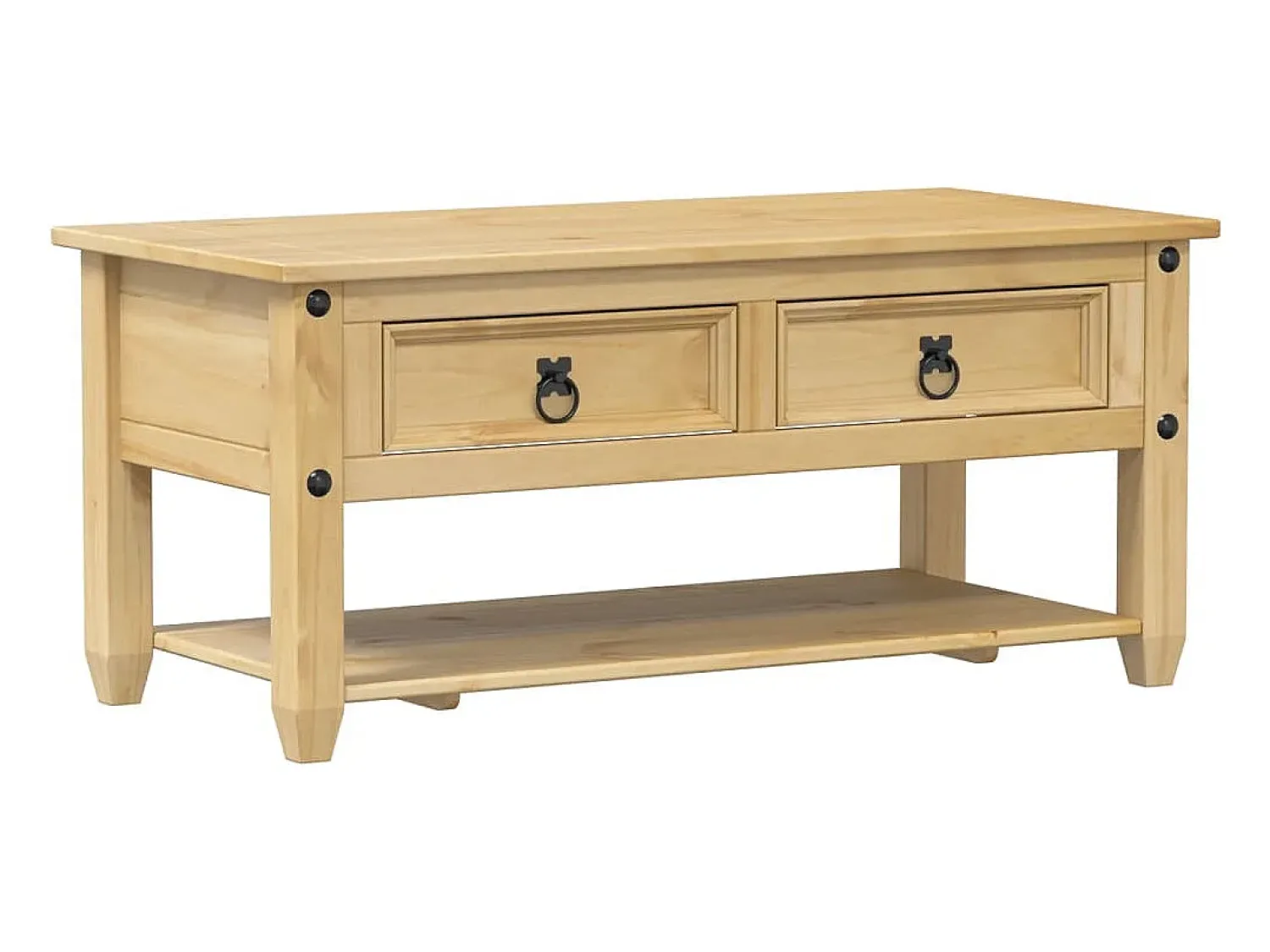 Best Mesa de centro | Mesa de apoio com gavetas Corona 100x48x45 cm pinho maciço Castanho