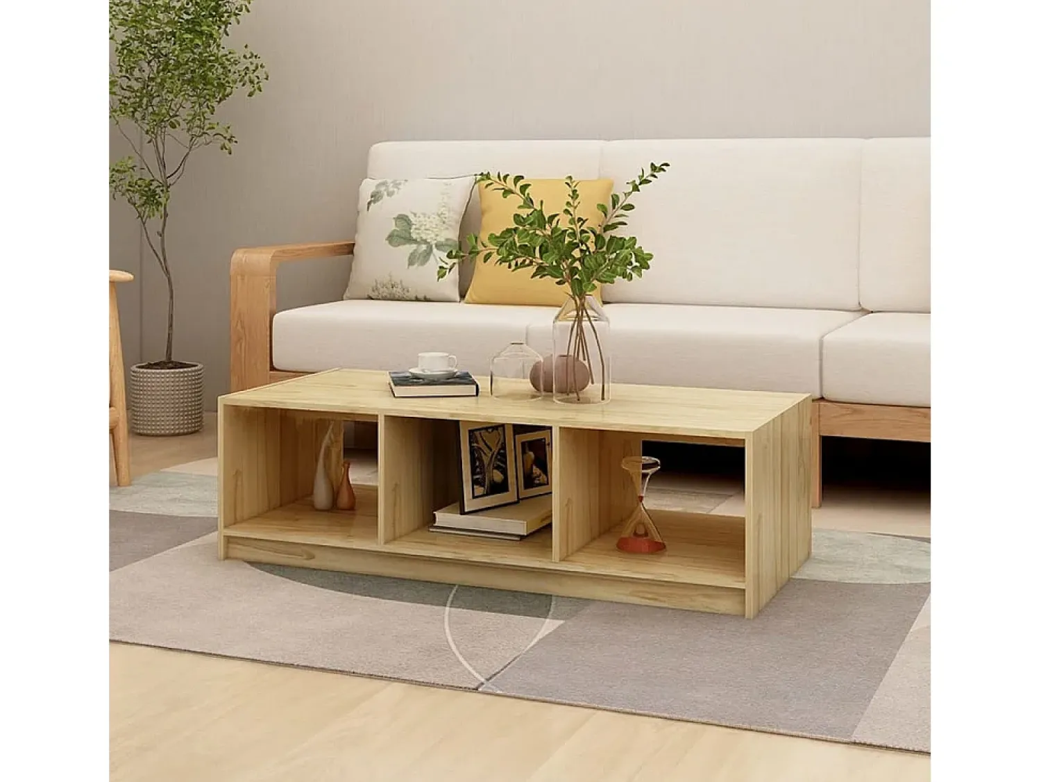 Mesa De Centro* Mesa de centro | Mesa de apoio | Mesa de café 110x50x34 cm madeira de pinho maciça Castanho