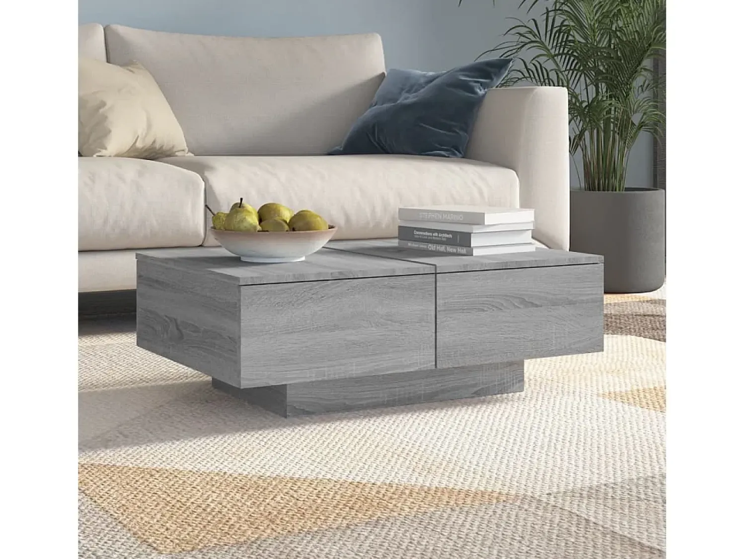 Mesa De Centro| Mesa de centro | Mesa de apoio 90x60x31 cm derivados de madeira sonoma Cinzento
