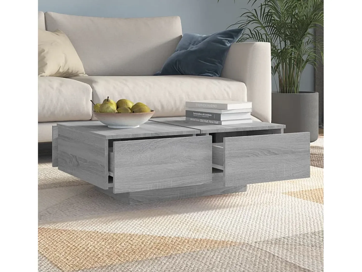 Mesa De Centro| Mesa de centro | Mesa de apoio 90x60x31 cm derivados de madeira sonoma Cinzento