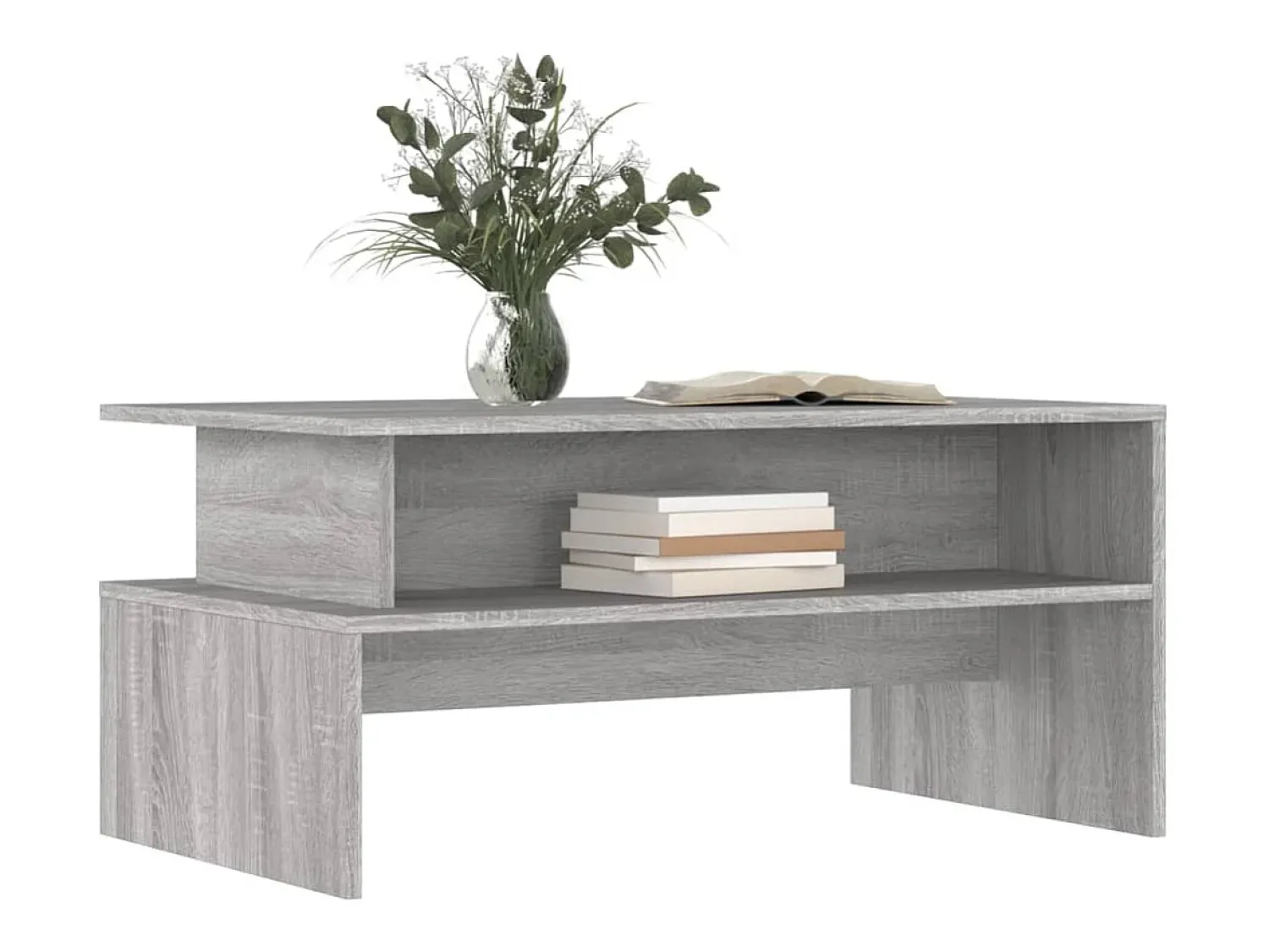 New Mesa de centro | Mesa de apoio 90x55x42.5 cm derivados de madeira cinza sonoma Cinzento