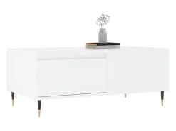 New Mesa de centro | Mesa de apoio 90x50x36.5 cm derivados de madeira Branco