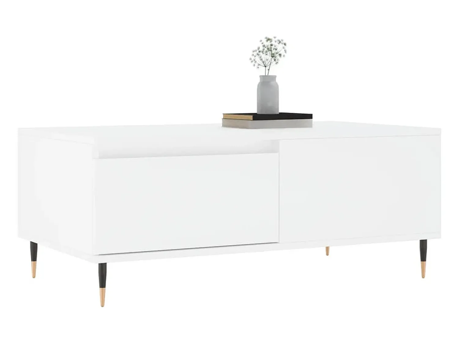 New Mesa de centro | Mesa de apoio 90x50x36.5 cm derivados de madeira Branco