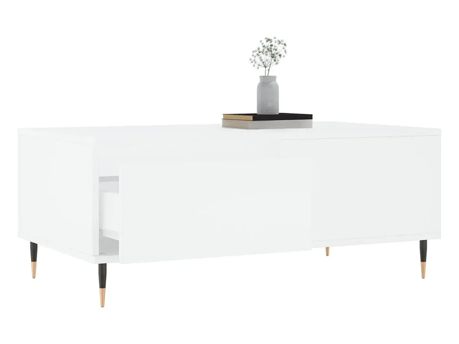 New Mesa de centro | Mesa de apoio 90x50x36.5 cm derivados de madeira Branco